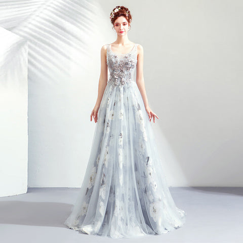 Image of Sleeveless Draggle Tail Prom Dress - Itopfox