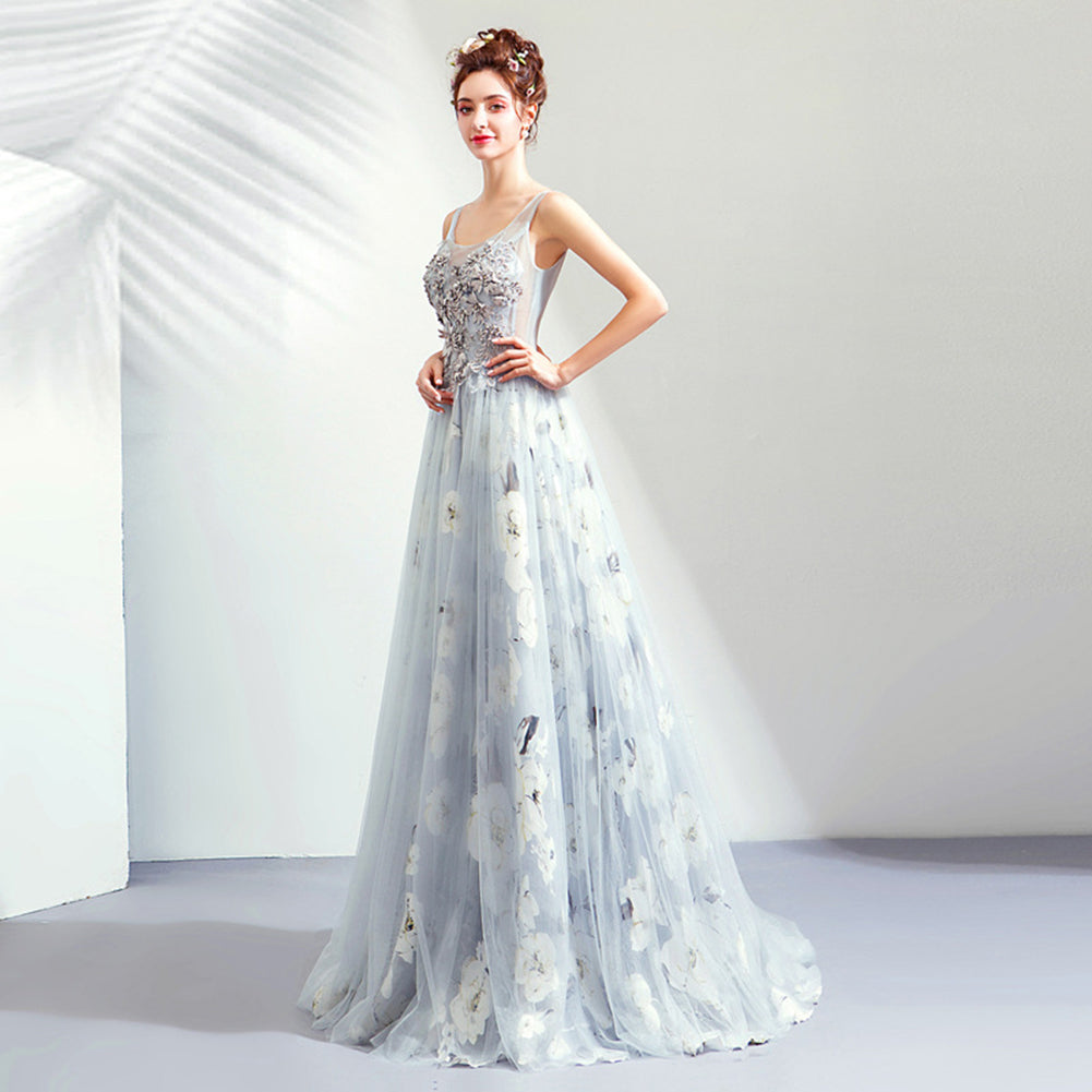 Sleeveless Draggle Tail Prom Dress - Itopfox