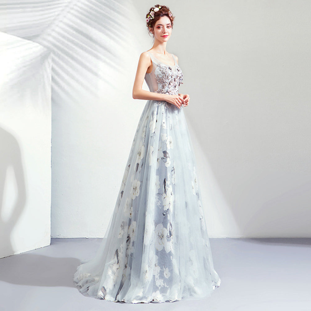 Sleeveless Draggle Tail Prom Dress - Itopfox