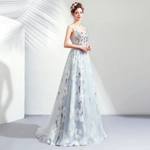 Image of Sleeveless Draggle Tail Prom Dress - Itopfox