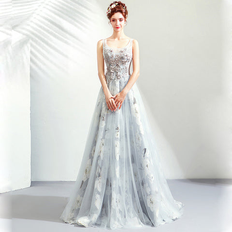 Image of Sleeveless Draggle Tail Prom Dress - Itopfox