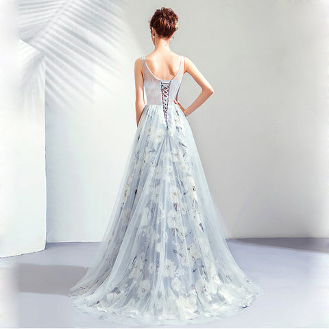 Image of Sleeveless Draggle Tail Prom Dress - Itopfox