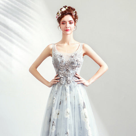 Image of Sleeveless Draggle Tail Prom Dress - Itopfox