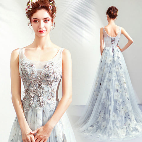 Image of Sleeveless Draggle Tail Prom Dress - Itopfox