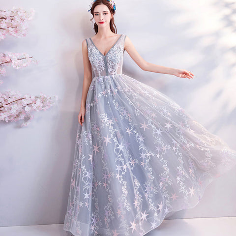 Image of Deep V-Neck Maxi Prom Dress - Itopfox