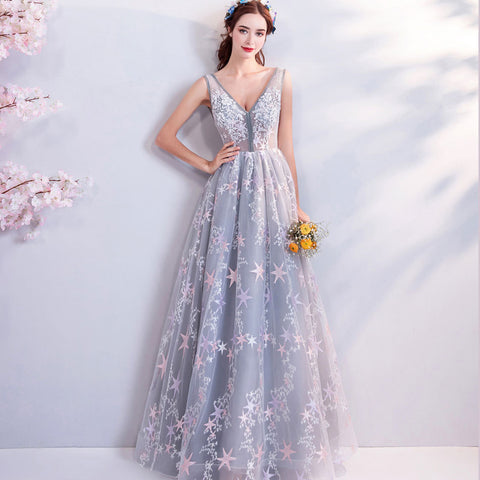 Image of Deep V-Neck Maxi Prom Dress - Itopfox