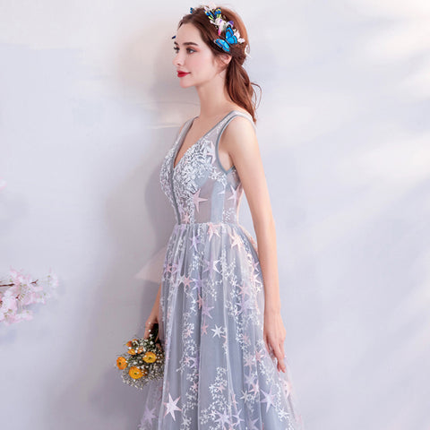 Image of Deep V-Neck Maxi Prom Dress - Itopfox