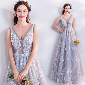 Deep V-Neck Maxi Prom Dress - Itopfox