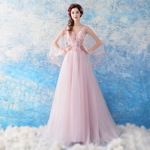 Image of Half Sleeve Tunic Chiffon Prom Dress - Itopfox