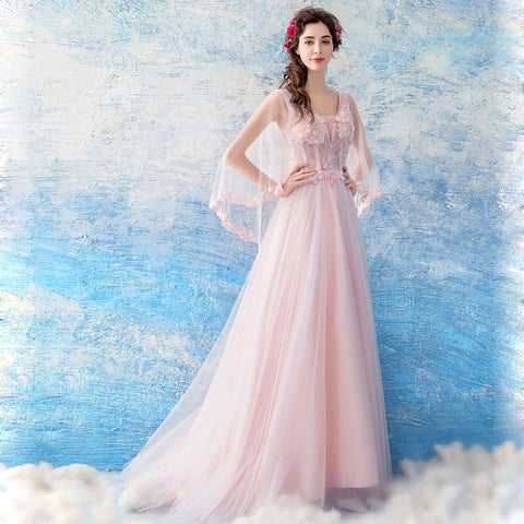Image of Half Sleeve Tunic Chiffon Prom Dress - Itopfox