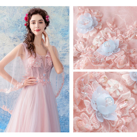 Image of Half Sleeve Tunic Chiffon Prom Dress - Itopfox