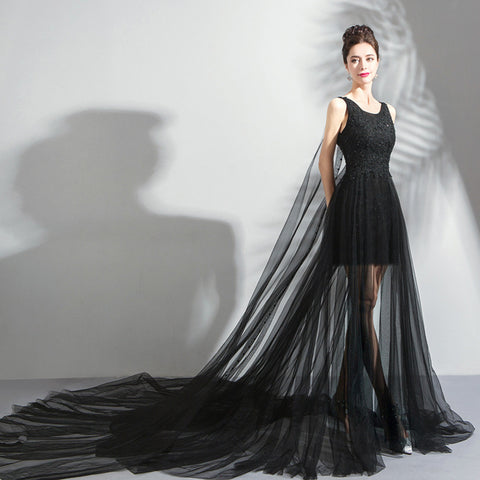 Image of Sleeveless Draggle Tail Evening Gowns - Itopfox