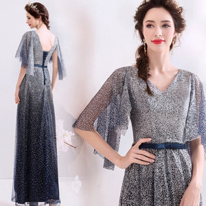 Starry Butterfly Sleeve Maxi Dress - Itopfox