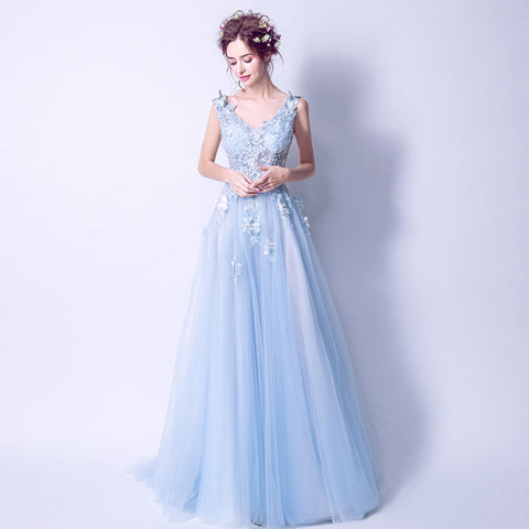 Image of V-Neck Chiffon Draggle Tail Dress - Itopfox