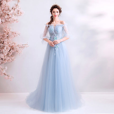 Image of Puff Sleeve Off Shoulder Maxi Dress - Itopfox