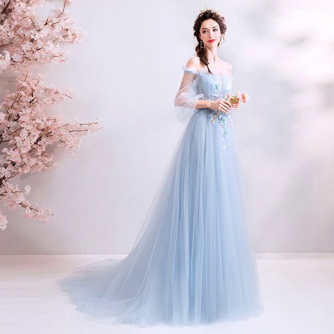 Image of Puff Sleeve Off Shoulder Maxi Dress - Itopfox