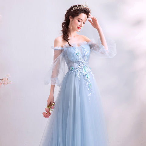 Image of Puff Sleeve Off Shoulder Maxi Dress - Itopfox