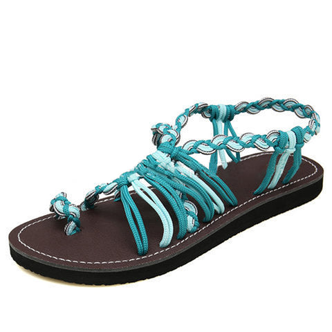 Rope Braided Flat Sandals - Itopfox