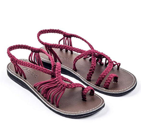 Rope Braided Flat Sandals - Itopfox