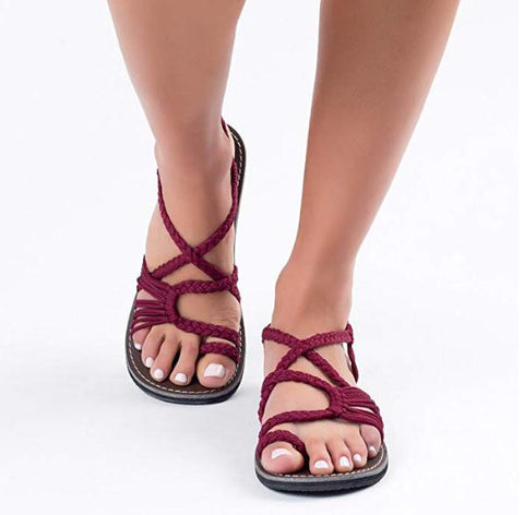 Image of Rope Braided Flat Sandals - Itopfox