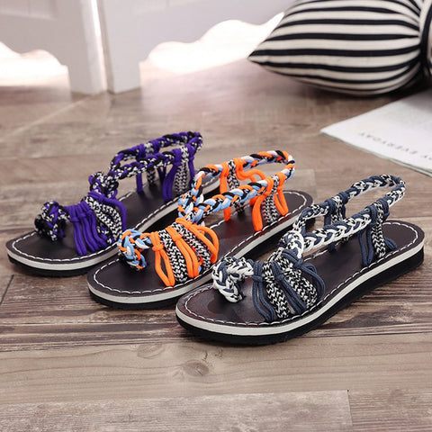 Image of Handmade Braided Flat Sandals - Itopfox