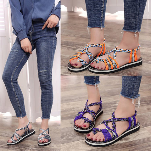 Image of Handmade Braided Flat Sandals - Itopfox