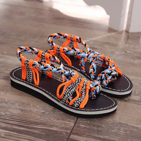 Image of Handmade Braided Flat Sandals - Itopfox