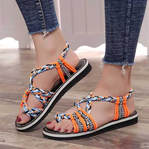 Image of Handmade Braided Flat Sandals - Itopfox