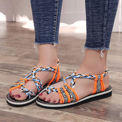 Image of Handmade Braided Flat Sandals - Itopfox