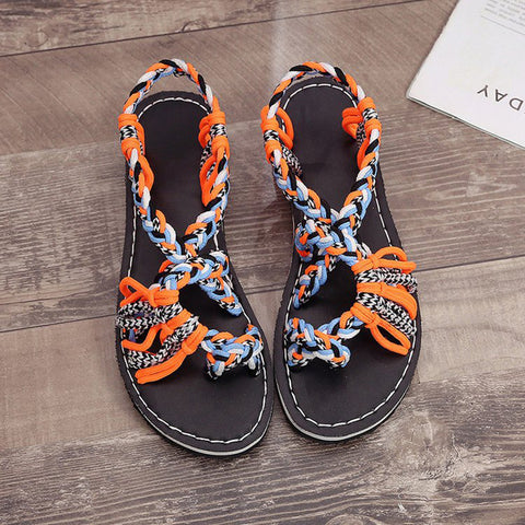 Handmade Braided Flat Sandals - Itopfox
