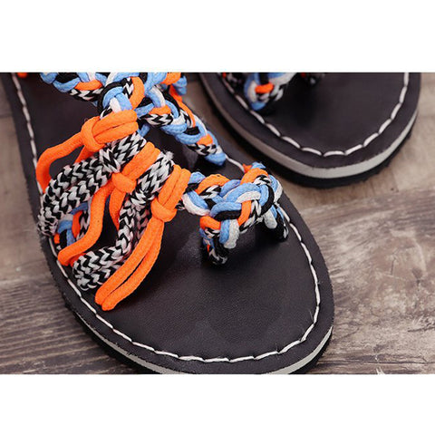 Handmade Braided Flat Sandals - Itopfox