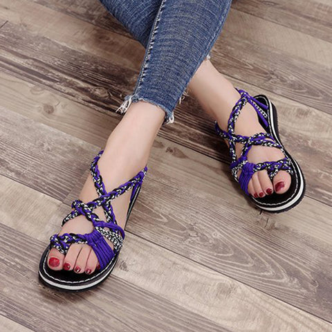 Image of Handmade Braided Flat Sandals - Itopfox