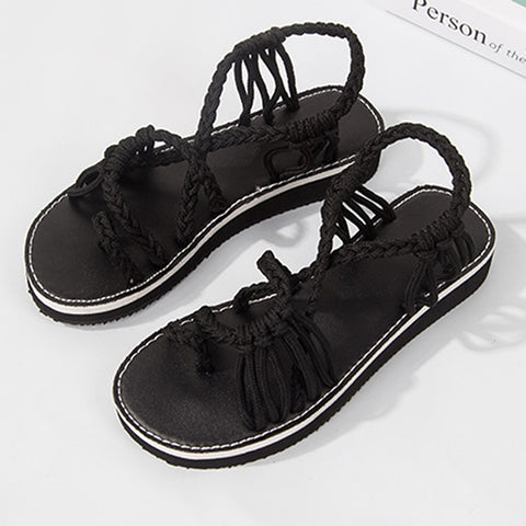 Image of Woven Braided Flat Walking Sandals - Itopfox