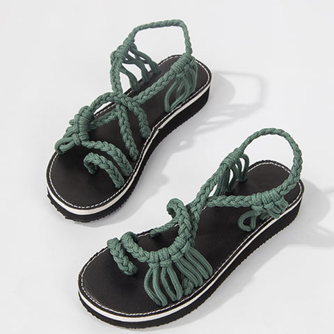 Image of Woven Braided Flat Walking Sandals - Itopfox