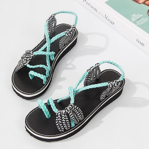 Image of Woven Braided Flat Walking Sandals - Itopfox