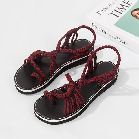 Image of Woven Braided Flat Walking Sandals - Itopfox