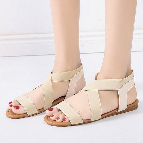 Image of Elastic Ankle Strap Flat Sandals - Itopfox