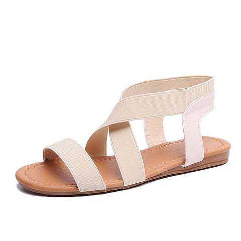 Image of Elastic Ankle Strap Flat Sandals - Itopfox