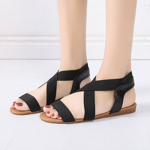 Image of Elastic Ankle Strap Flat Sandals - Itopfox