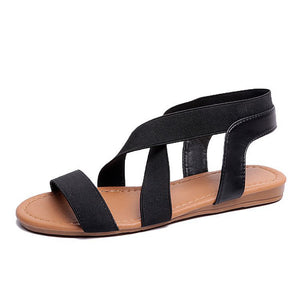 Elastic Ankle Strap Flat Sandals - Itopfox