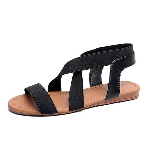Image of Elastic Ankle Strap Flat Sandals - Itopfox