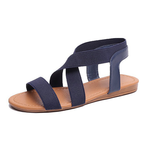Image of Elastic Ankle Strap Flat Sandals - Itopfox