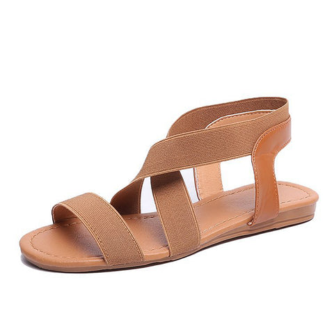 Image of Elastic Ankle Strap Flat Sandals - Itopfox