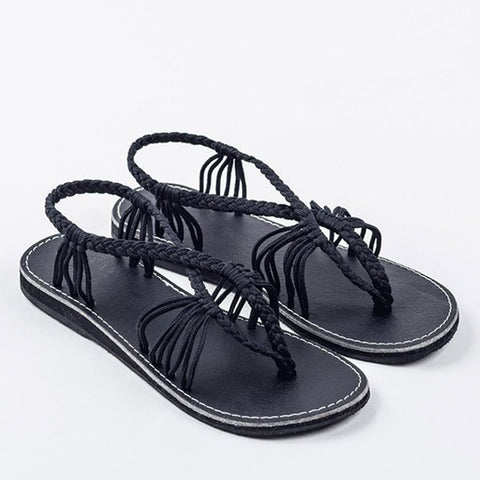 Braided Boho Flat Sandals - Itopfox