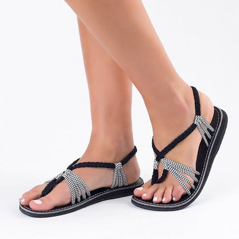 Image of Braided Boho Flat Sandals - Itopfox