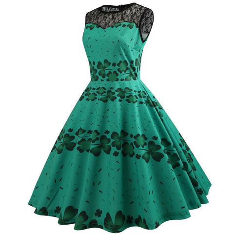 Image of 1950's Lace Vintage Cocktail Green Dress