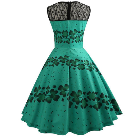 Image of 1950's Lace Vintage Cocktail Green Dress