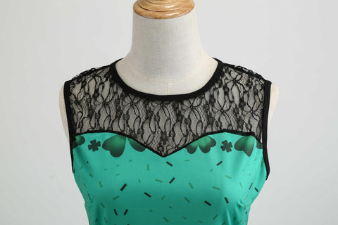 Image of 1950's Lace Vintage Cocktail Green Dress