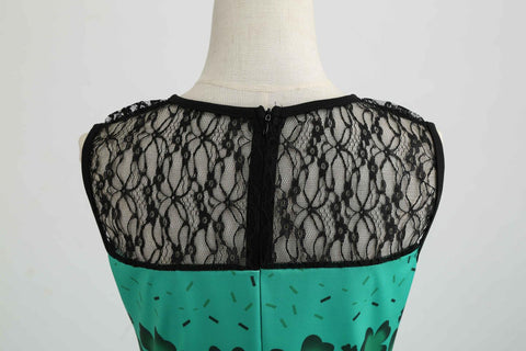 Image of 1950's Lace Vintage Cocktail Green Dress