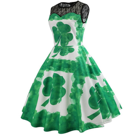 Image of 1950's Hepburn Style St. Patrick's Dress
